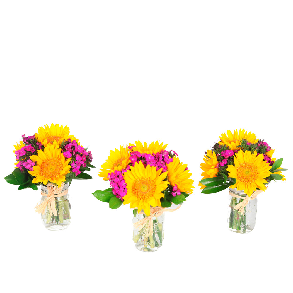 Happy Trio – 3 mason jar bouquets